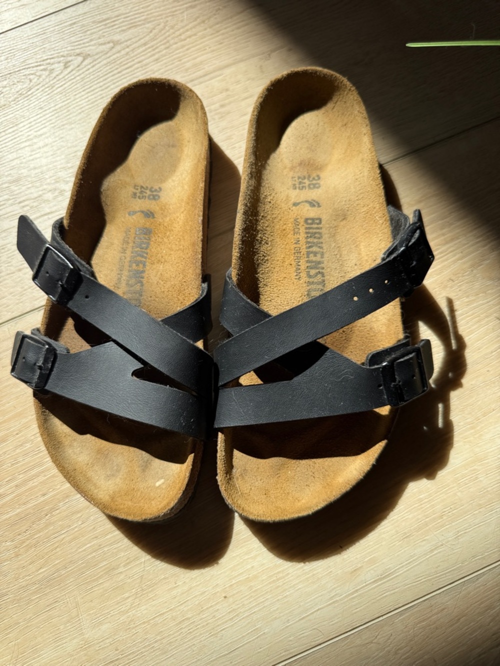 Birkenstock Black Cross-Strap Cork Footbed Sandals